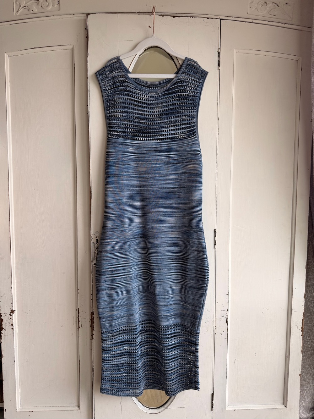 Ronny Kobo Collection Blue Knit Sleeveless Midi Dress